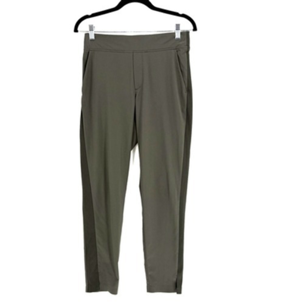 Athleta Brooklyn Ankle Pants Womens 2 Green Ribbed Trim Athleisure Casual Travel
